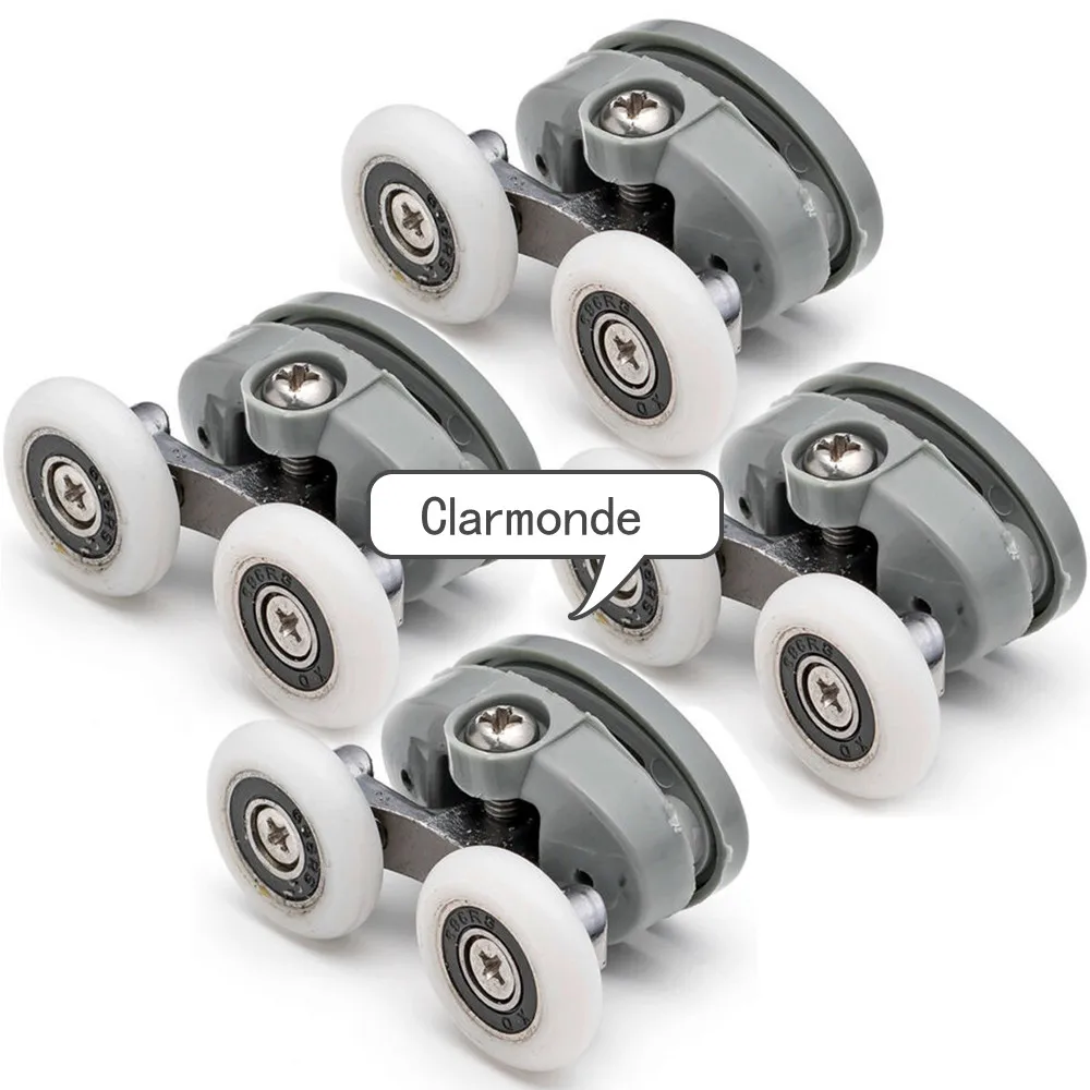 8 pcs/lot High Quality Twin Shower Glass Door Top / Bottom Rollers Runners Wheels Pulleys 23mm/25mm
