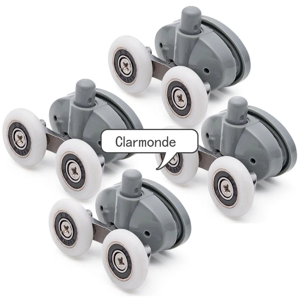 8 pcs/lot High Quality Twin Shower Glass Door Top / Bottom Rollers Runners Wheels Pulleys 23mm/25mm
