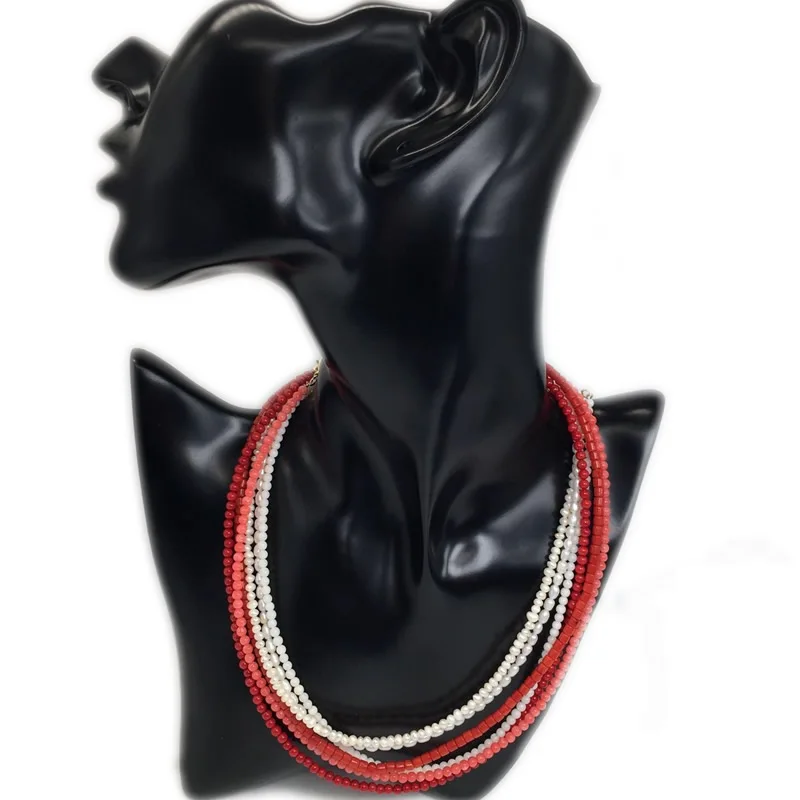 Simple 4MM Natural Pearl Coral Chain Choker Necklace For Women Wedding Love Gift Necklace Fashion Jewelry Wholesale