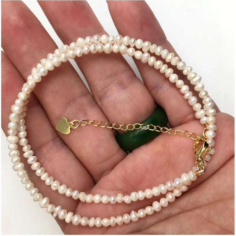 Simple 4MM Natural Pearl Coral Chain Choker Necklace For Women Wedding Love Gift Necklace Fashion Jewelry Wholesale