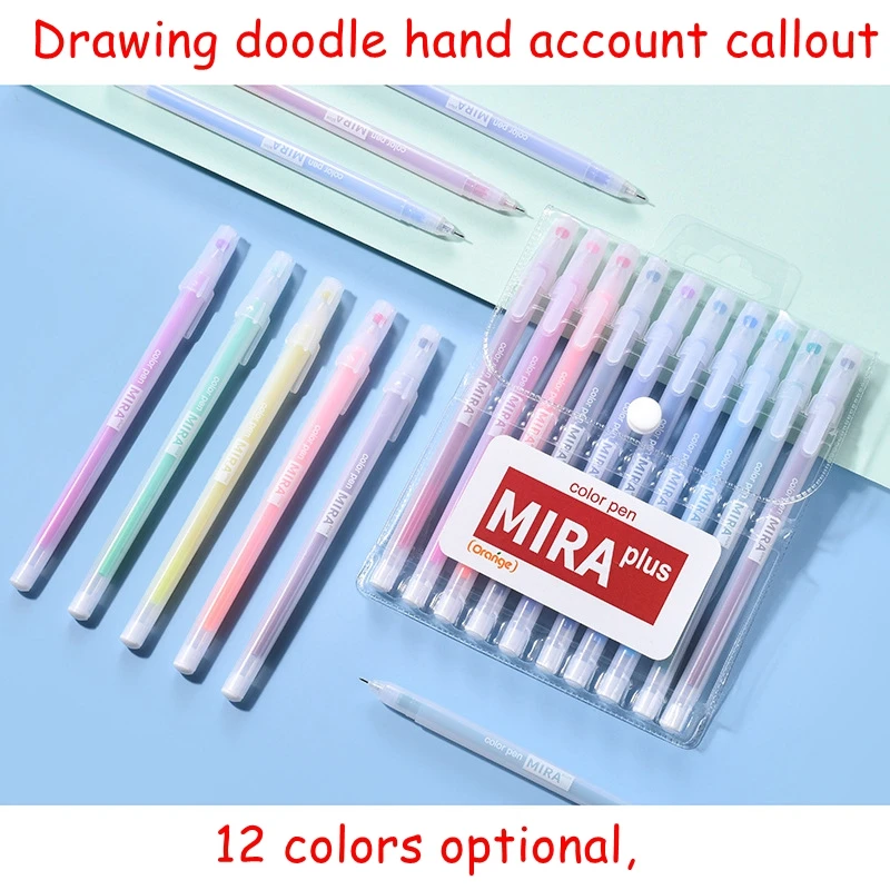 12 Color Macaron Kawaii Pen 12 Colored Gel pens Set 0.5 mm Ballpoint Pen for Journal Cute Japanese Stationary School Supplies