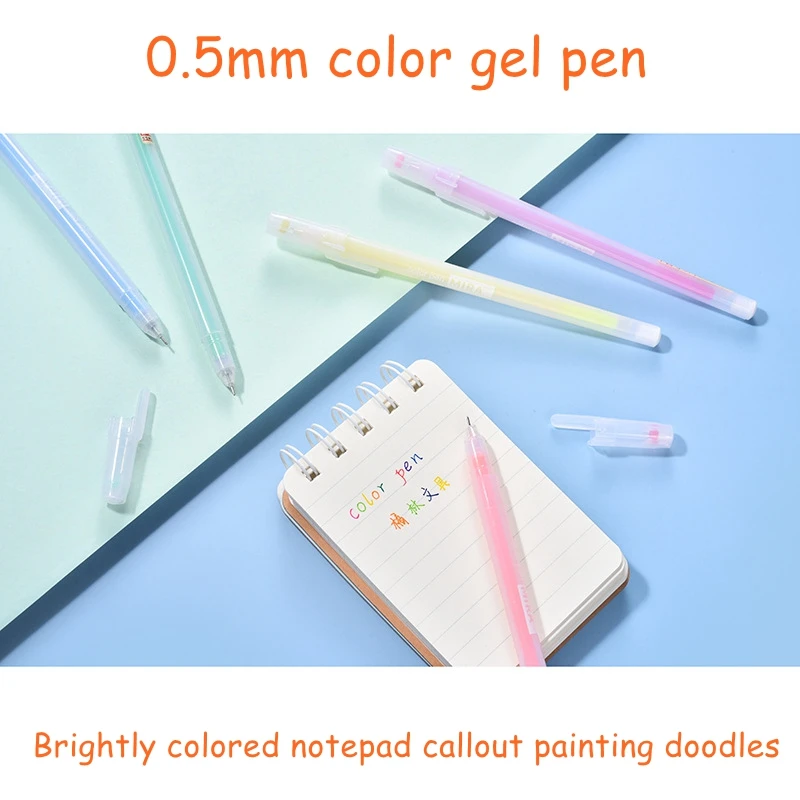 12 Color Macaron Kawaii Pen 12 Colored Gel pens Set 0.5 mm Ballpoint Pen for Journal Cute Japanese Stationary School Supplies