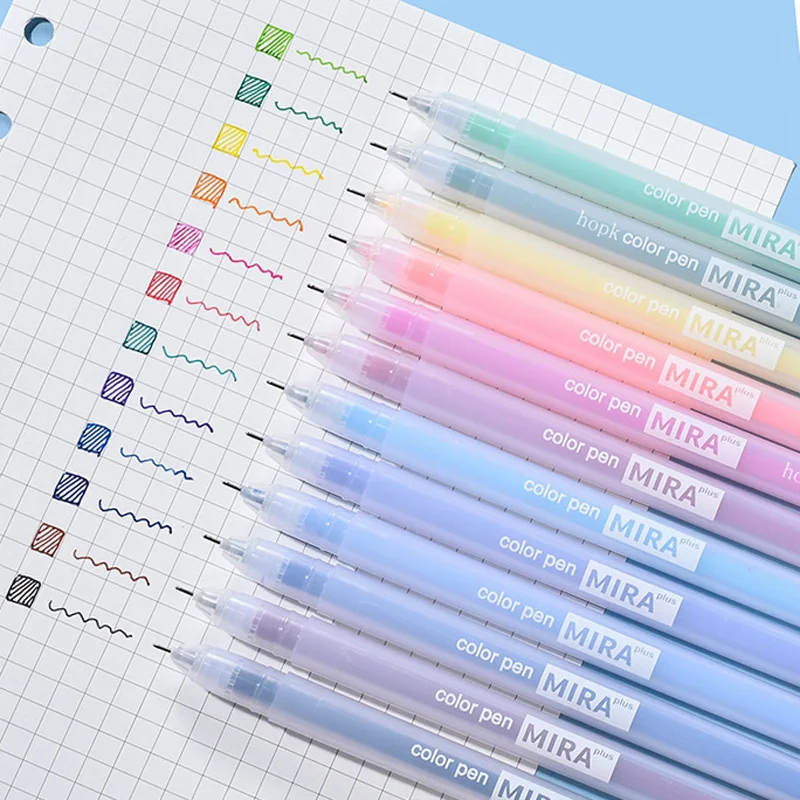 12 Color Macaron Kawaii Pen 12 Colored Gel pens Set 0.5 mm Ballpoint Pen for Journal Cute Japanese Stationary School Supplies