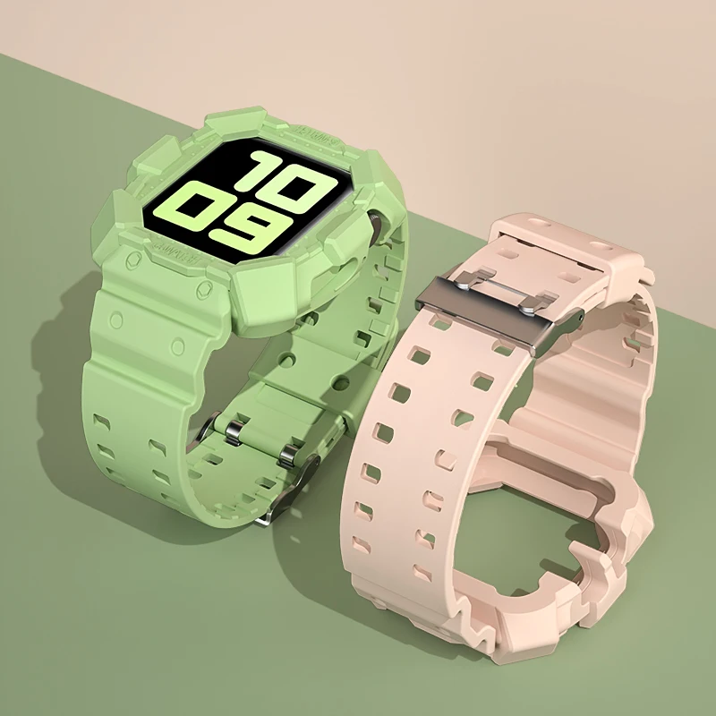 Tpu case+strap for Apple Watch Band 45mm 41mm 44mm 40mm 42mm 38mm TPU Transparent Watchband for Iwatch Series 3 4 5 6 SE 7 Cover