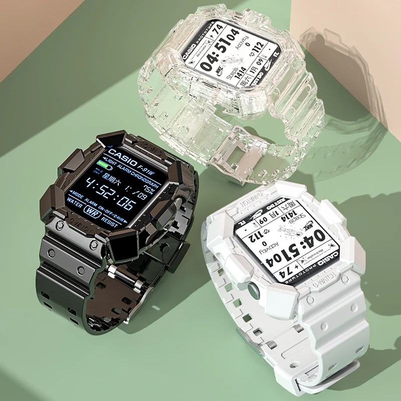 Tpu case+strap for Apple Watch Band 45mm 41mm 44mm 40mm 42mm 38mm TPU Transparent Watchband for Iwatch Series 3 4 5 6 SE 7 Cover
