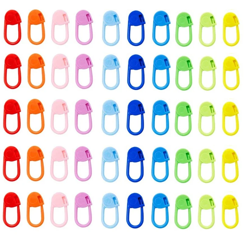 50/100Pcs Colorful Plastic Safety Pins Knitting Markers Crochet Stitch Clips for DIY Knitting Sewing Craft Clothing Accessorie