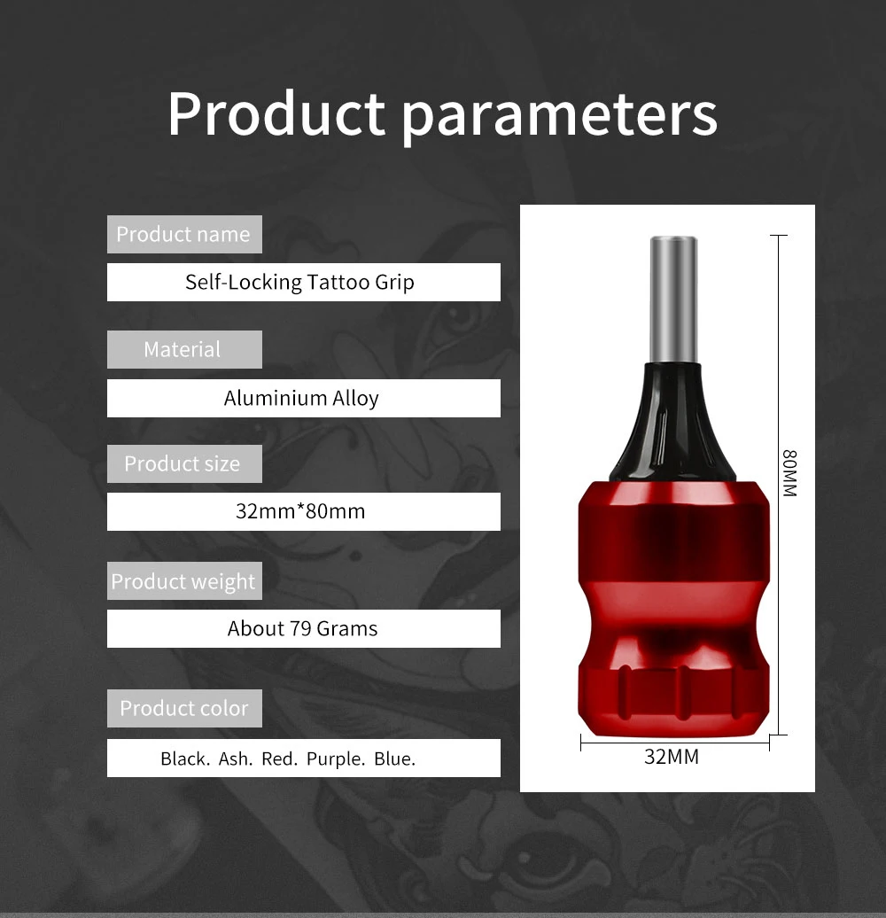 Aluminum Alloy Cartridge Tattoo Grips 32MM Adjustable Tattoo Tube for Cartridge Needle with Needles Bars