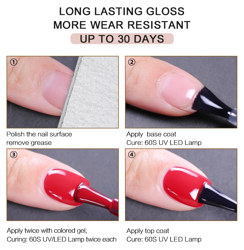 No Wipe Top Coat Base Coat Primer UV Gel Nail Art Tips Manicure Gel Nail Polish Color Gel Polish Esmalte Semi Permanente