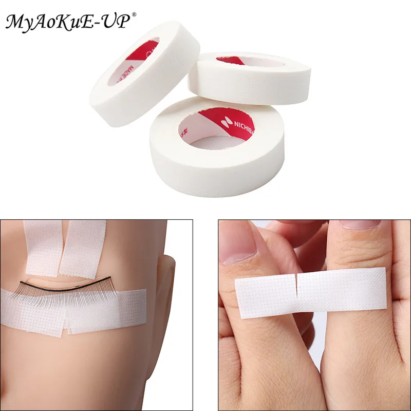 10 pcs Eyelash Paper Patches Japanese Insulating Tape for Eyelash Grafting Perforated Breathable Non-Woven Tape Makeup Tool