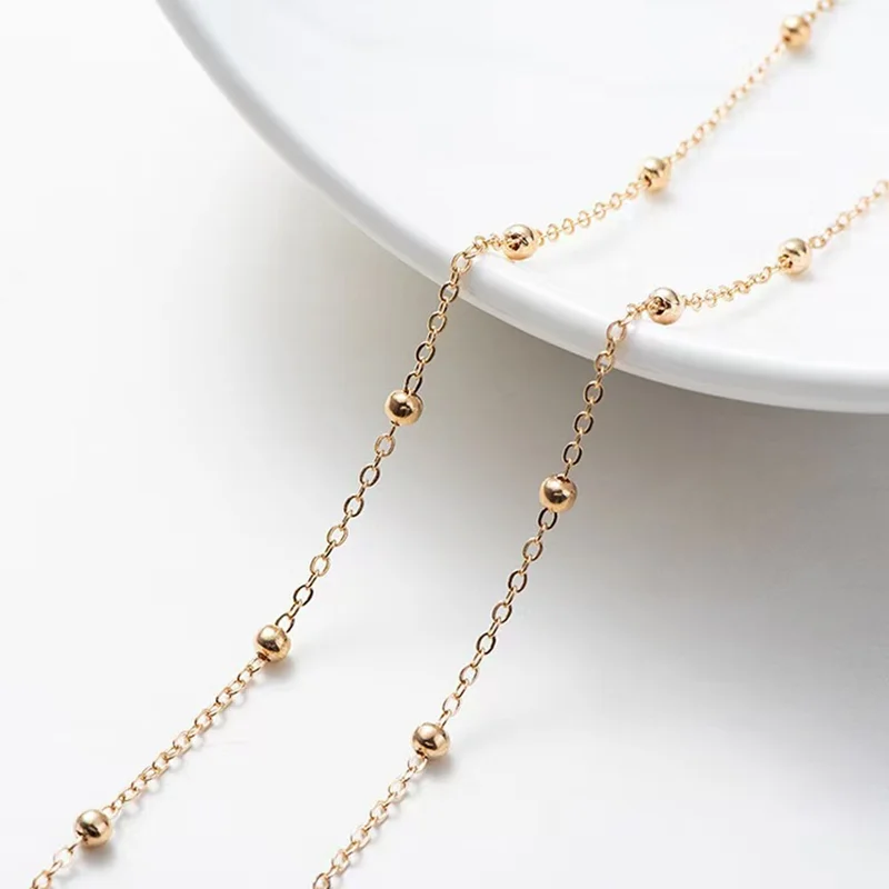 Wholesale 1M 2M 5M Stainless Steel Gold Color Beaded Chain Link Ball Chain DIY Anklet Necklaces Bracelet Making Accessories