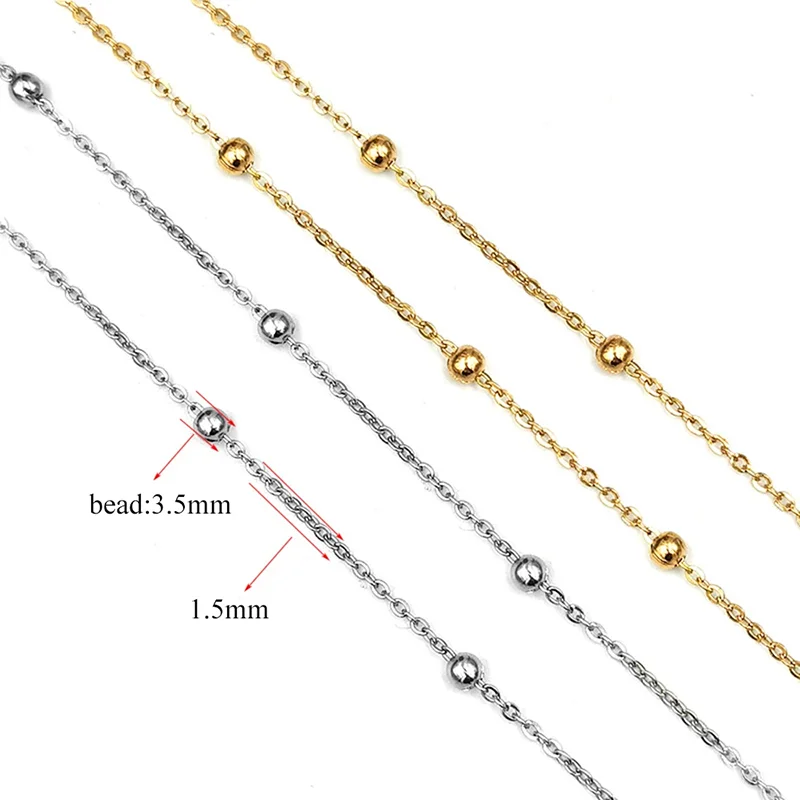 Wholesale 1M 2M 5M Stainless Steel Gold Color Beaded Chain Link Ball Chain DIY Anklet Necklaces Bracelet Making Accessories