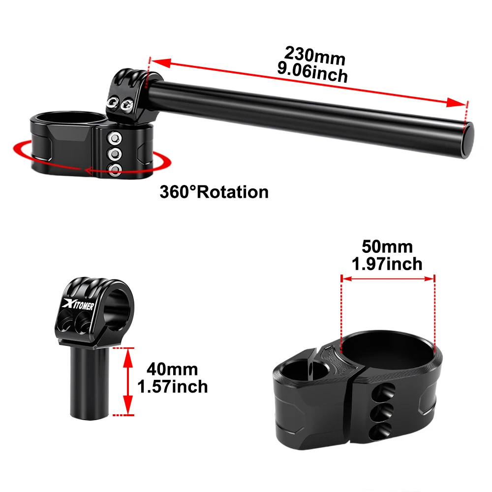 For Yamaha FZ8 FZ1 FZR 1000 MT-01 MT-10 XSR 900 R6 R1 YZF 750 R Clip-On HandleBar Raiser 50mm Adjustable Clip-ons Handlebar