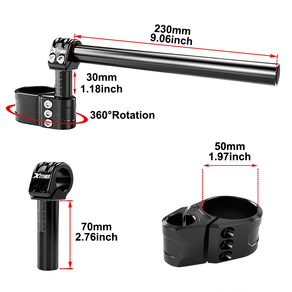 For Yamaha FZ8 FZ1 FZR 1000 MT-01 MT-10 XSR 900 R6 R1 YZF 750 R Clip-On HandleBar Raiser 50mm Adjustable Clip-ons Handlebar