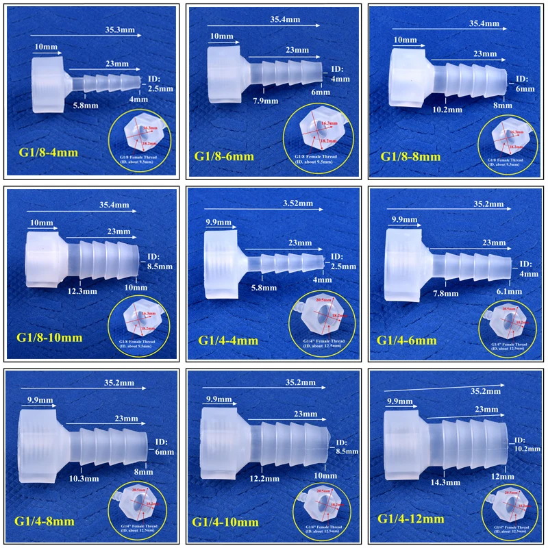 5~200Pcs/lot G1/8~1/4 To 4~12 PP Pagoda Direct Connector Aquarium Tank Air Pump Fittings Irrigation System Water Pipe Hose Joint