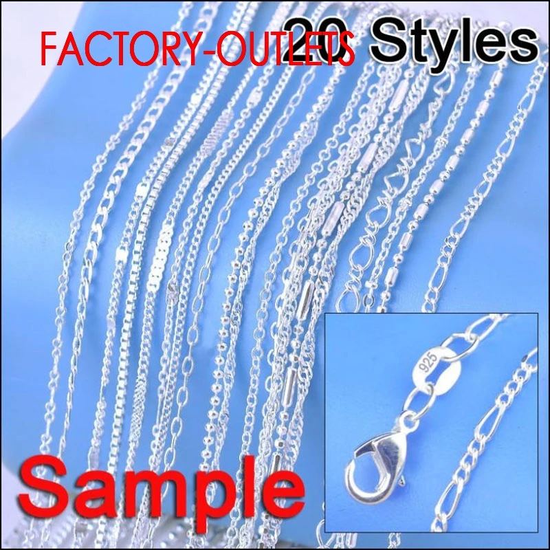 Fashion Jewelry 20Pcs 20 Different Styles 18" Genuine 925 Sterling Silver Necklace For Women Factory Cheapest Price
