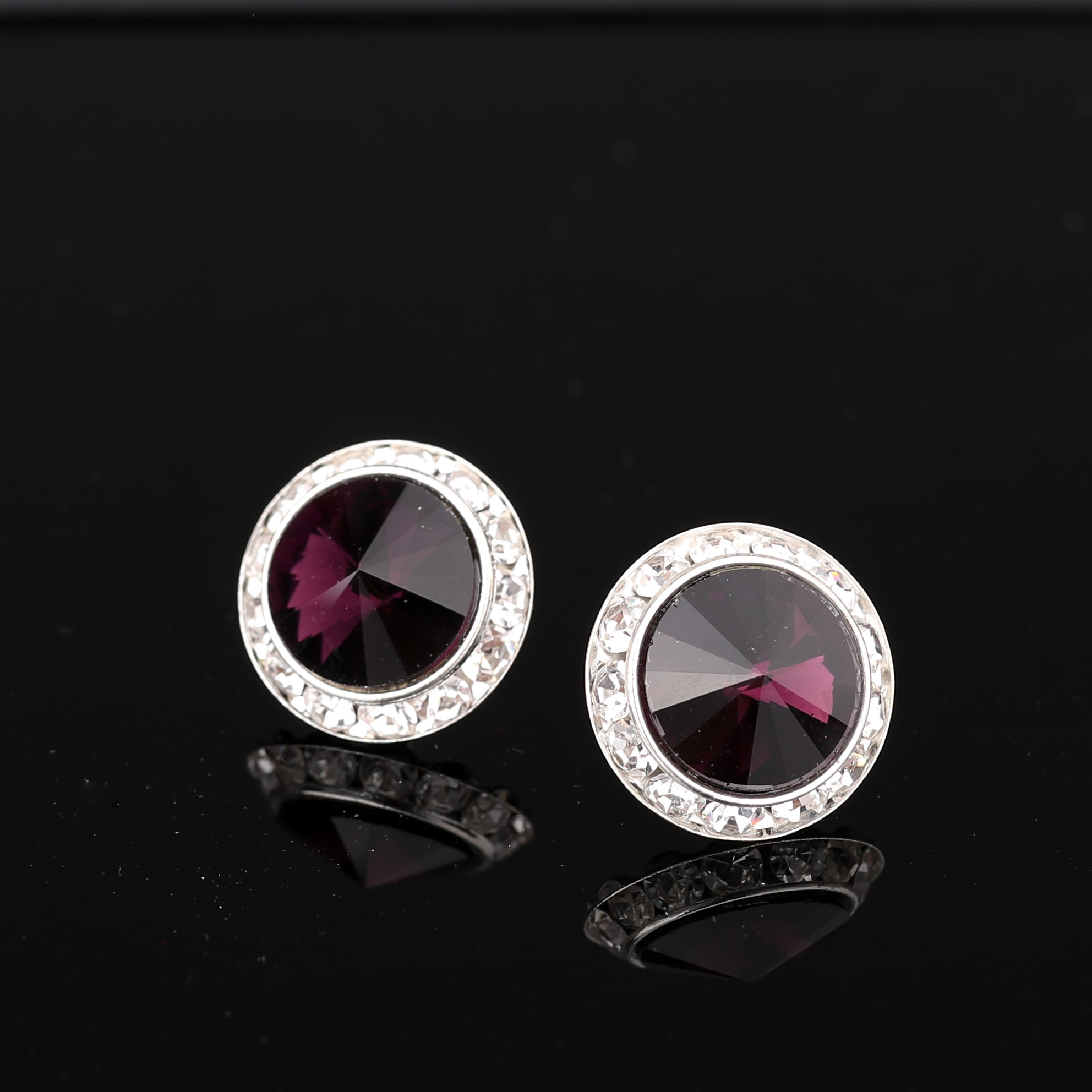 YCDZSWWL Classic Women Crystal Stud Earrings Elegant Ladies Diamante Ear Studs Earclip for Wedding Banquet Dance Party