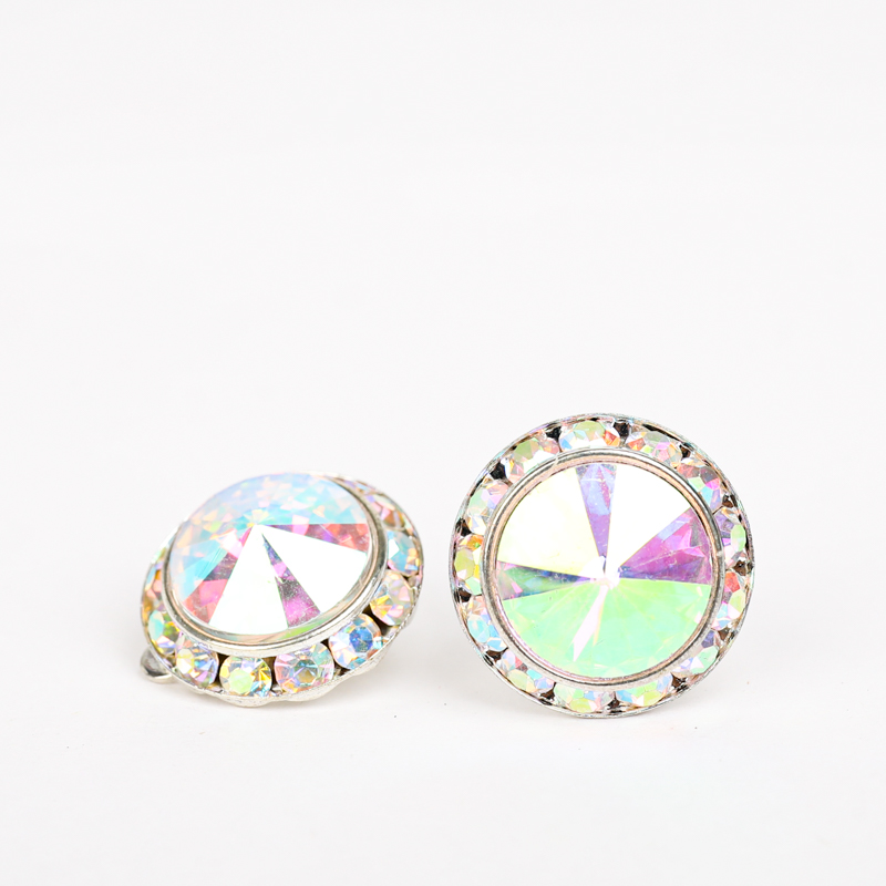 YCDZSWWL Classic Women Crystal Stud Earrings Elegant Ladies Diamante Ear Studs Earclip for Wedding Banquet Dance Party