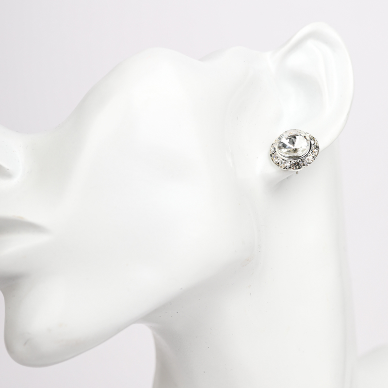 YCDZSWWL Classic Women Crystal Stud Earrings Elegant Ladies Diamante Ear Studs Earclip for Wedding Banquet Dance Party