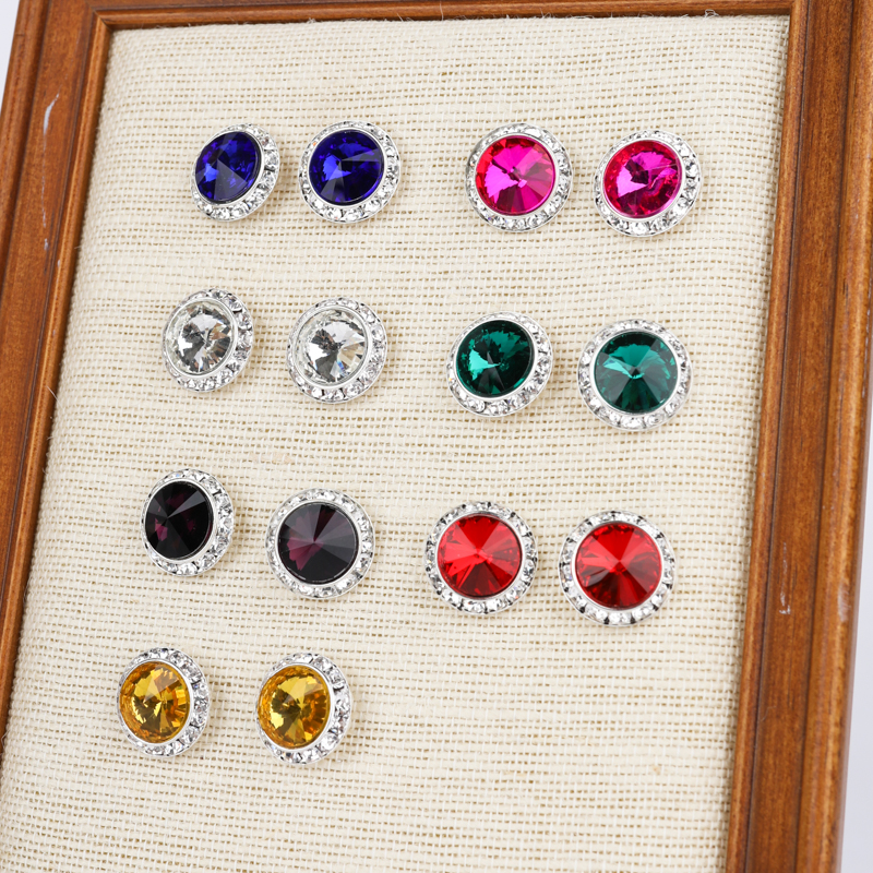 YCDZSWWL Classic Women Crystal Stud Earrings Elegant Ladies Diamante Ear Studs Earclip for Wedding Banquet Dance Party