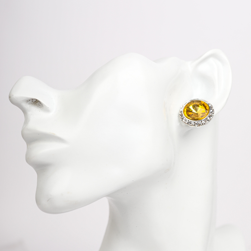 YCDZSWWL Classic Women Crystal Stud Earrings Elegant Ladies Diamante Ear Studs Earclip for Wedding Banquet Dance Party