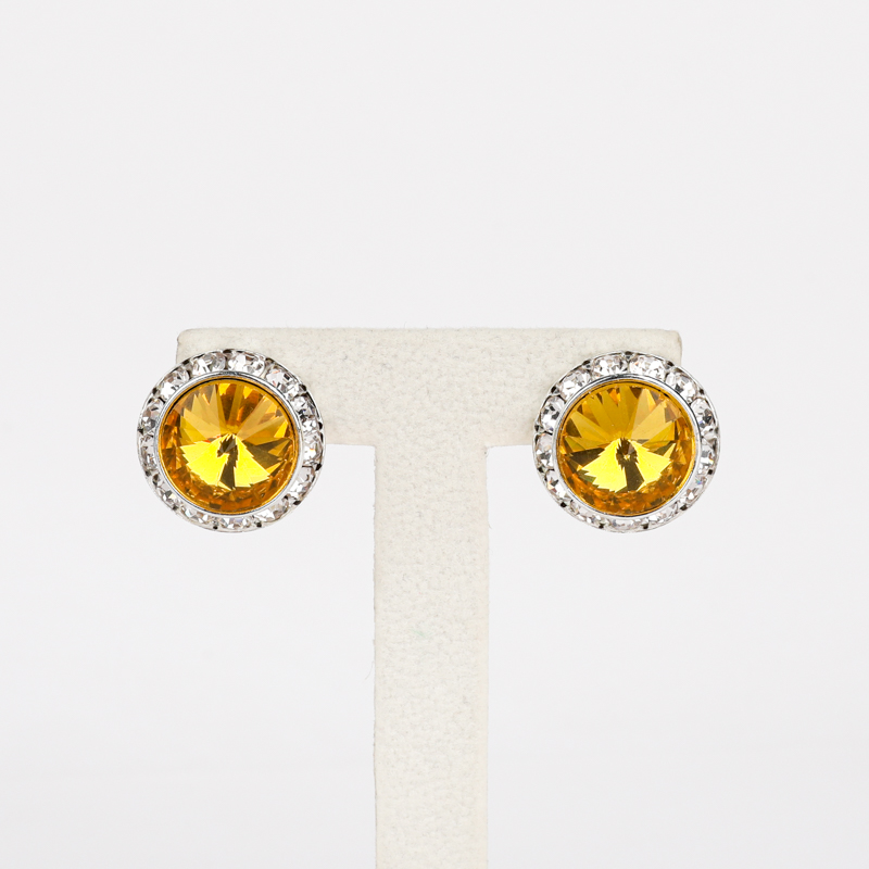 YCDZSWWL Classic Women Crystal Stud Earrings Elegant Ladies Diamante Ear Studs Earclip for Wedding Banquet Dance Party
