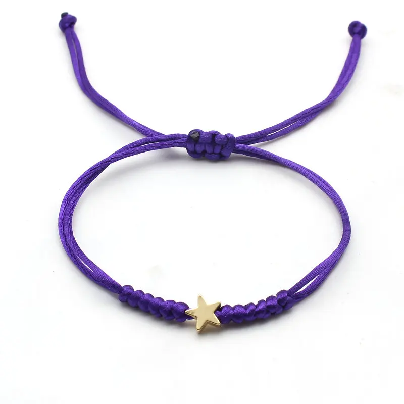 Gold Silver Colour Star Bracelet Couple Wish Good Lucky String Braided Simple Adjustable Charm Bracelets for Men Women Jewelry
