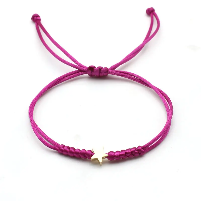 Gold Silver Colour Star Bracelet Couple Wish Good Lucky String Braided Simple Adjustable Charm Bracelets for Men Women Jewelry
