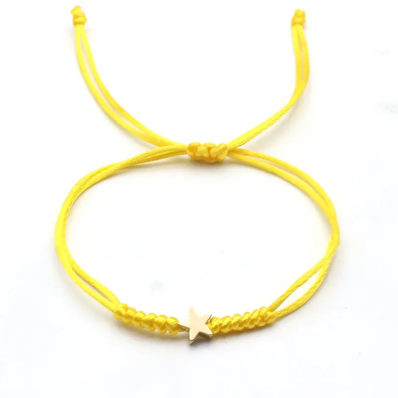 Gold Silver Colour Star Bracelet Couple Wish Good Lucky String Braided Simple Adjustable Charm Bracelets for Men Women Jewelry
