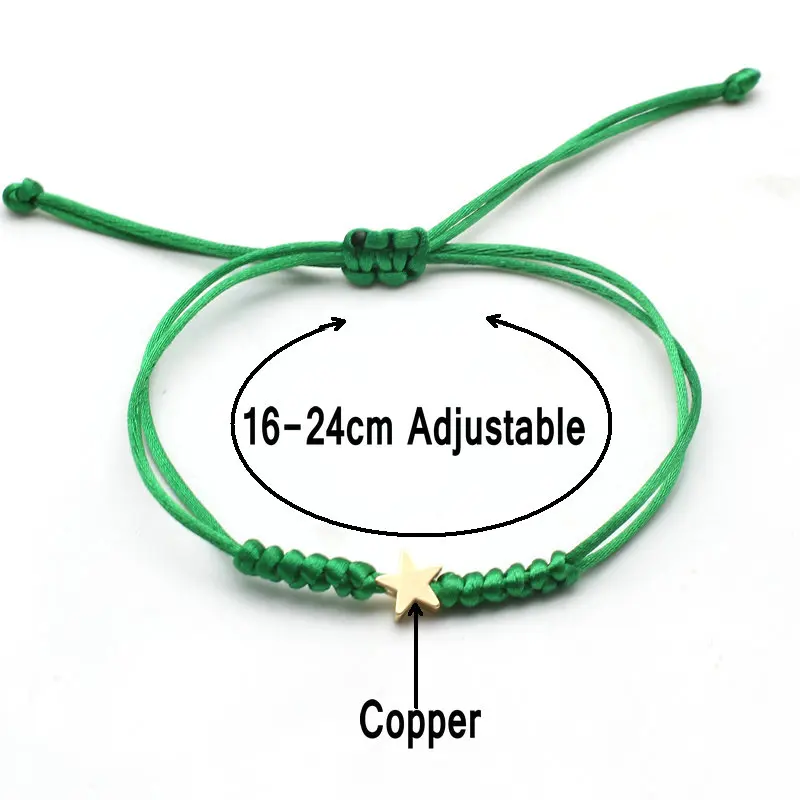 Gold Silver Colour Star Bracelet Couple Wish Good Lucky String Braided Simple Adjustable Charm Bracelets for Men Women Jewelry