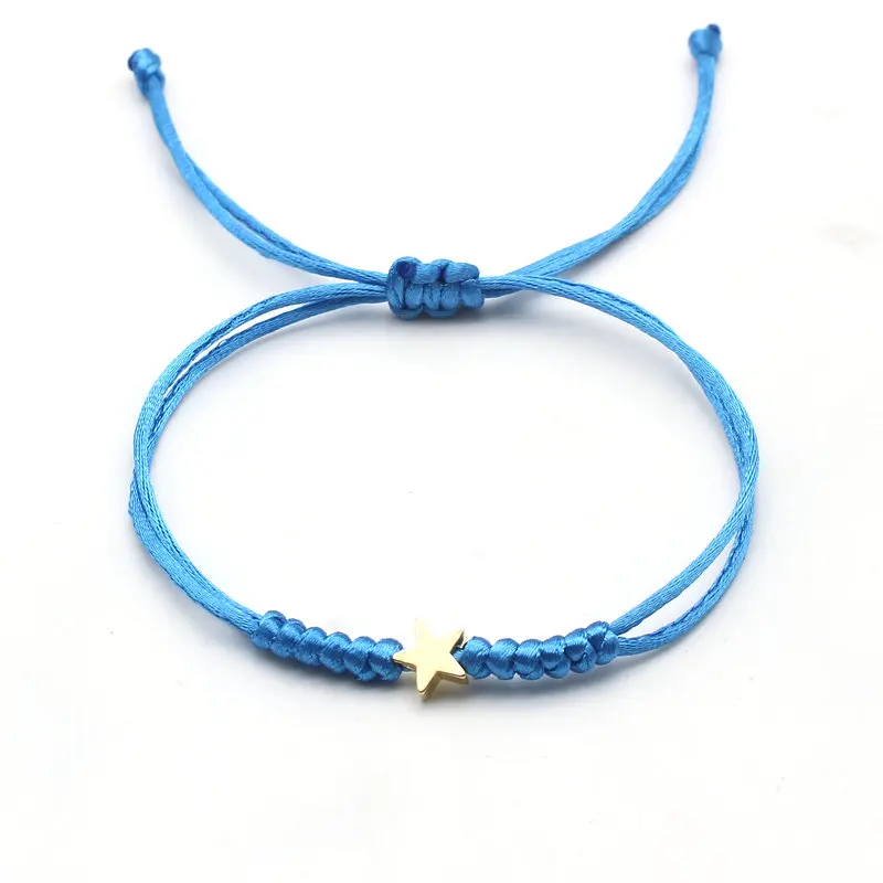 Gold Silver Colour Star Bracelet Couple Wish Good Lucky String Braided Simple Adjustable Charm Bracelets for Men Women Jewelry