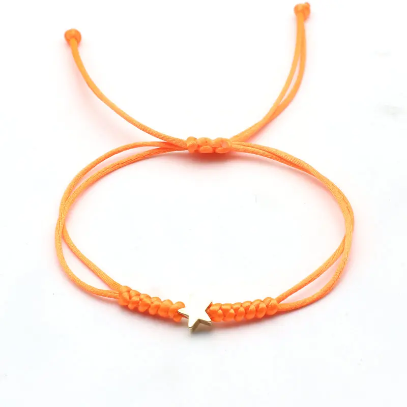 Gold Silver Colour Star Bracelet Couple Wish Good Lucky String Braided Simple Adjustable Charm Bracelets for Men Women Jewelry