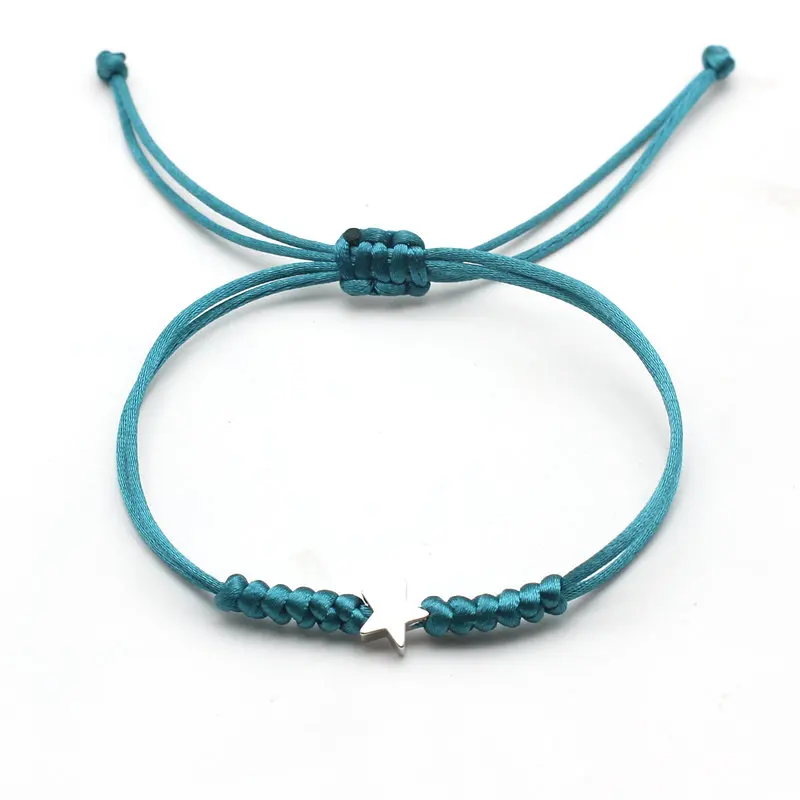 Gold Silver Colour Star Bracelet Couple Wish Good Lucky String Braided Simple Adjustable Charm Bracelets for Men Women Jewelry