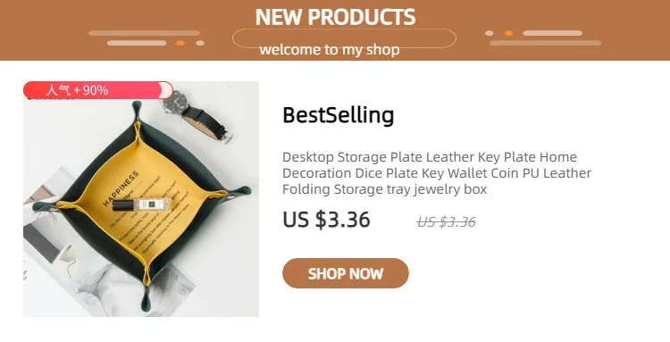Leather Desktop Large Storage Box Living Room Bedroom Sundries key Plate Decoration Dice Tray Coins PU Folding Storage Wholesale
