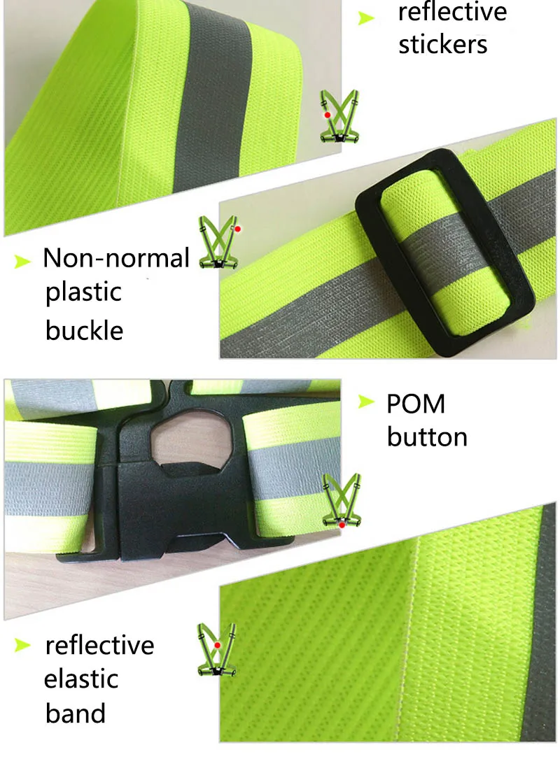 Highlight Reflective Straps Night Work Security Running Cycling Safety Reflective Vest High Visibility Reflective Safety Jacket