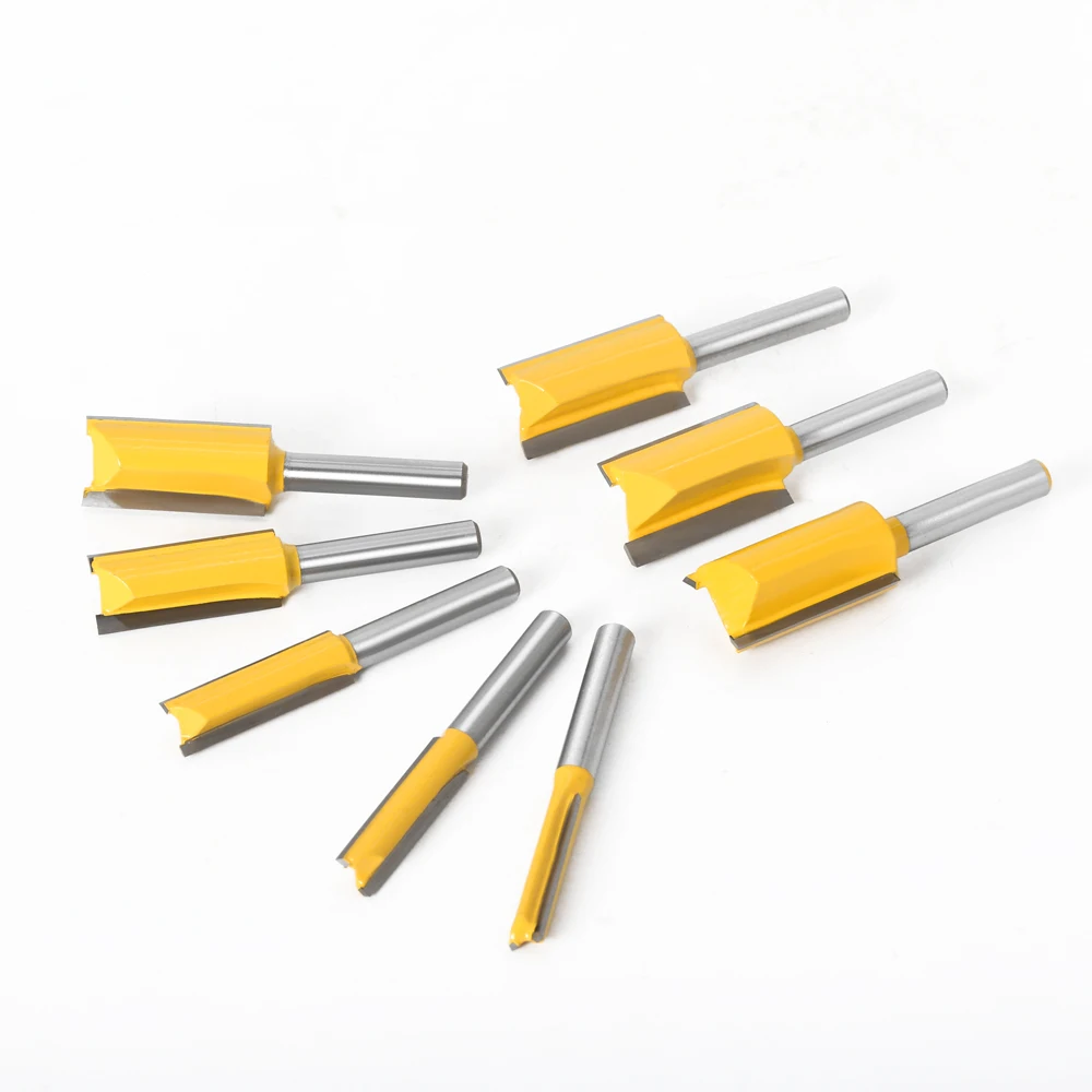 1/4 /6.35 mm Shank Straight Bit Tungsten Carbide Single Double Flute Router Bit Wood Milling Cutter for Woodwork 1 pcs