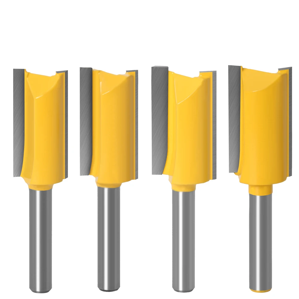 1/4 /6.35 mm Shank Straight Bit Tungsten Carbide Single Double Flute Router Bit Wood Milling Cutter for Woodwork 1 pcs