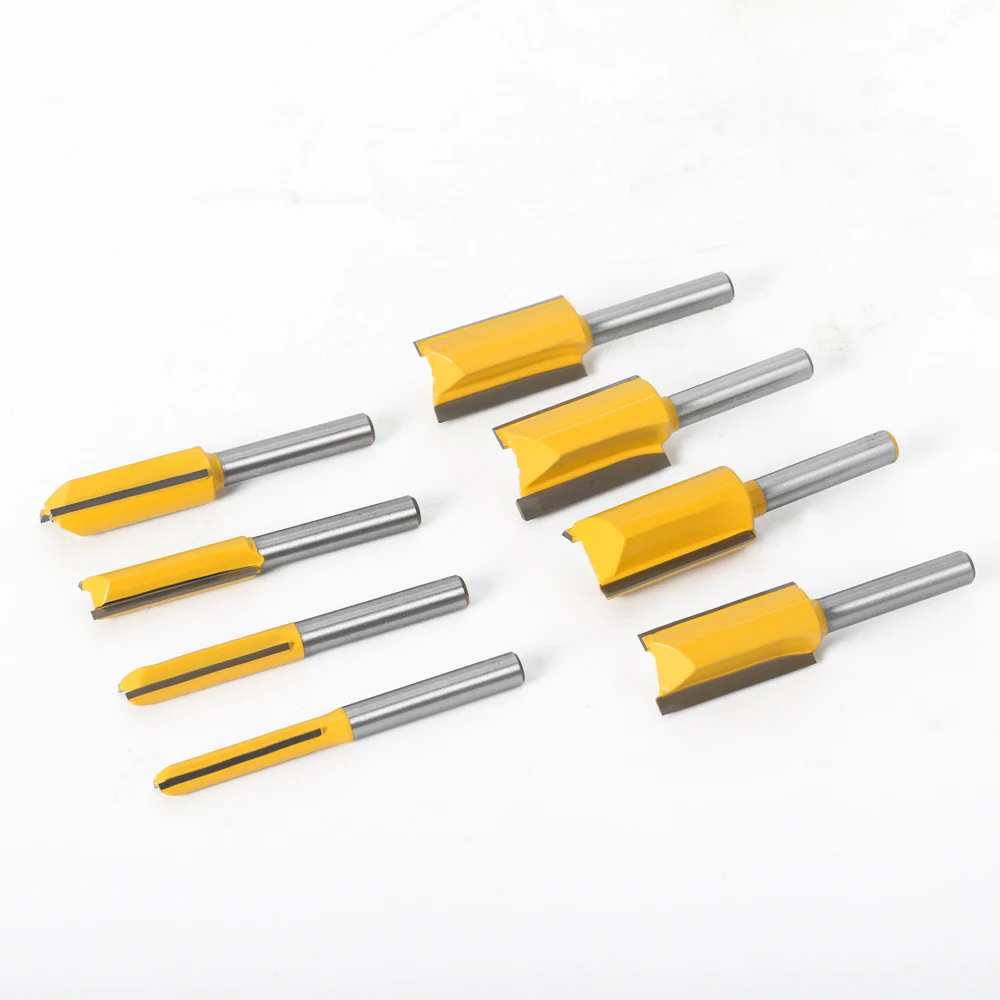 1/4 /6.35 mm Shank Straight Bit Tungsten Carbide Single Double Flute Router Bit Wood Milling Cutter for Woodwork 1 pcs