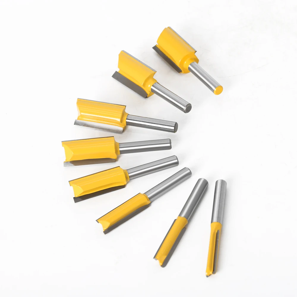 1/4 /6.35 mm Shank Straight Bit Tungsten Carbide Single Double Flute Router Bit Wood Milling Cutter for Woodwork 1 pcs