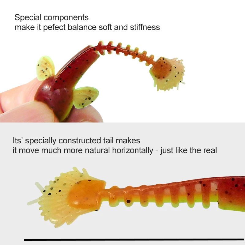 ESFISHING Pesca Worm Bait Salamander 55mm1.2g 10pcs Swing Lively Bionic Isca Artificial Best Fishing Lure Tackle