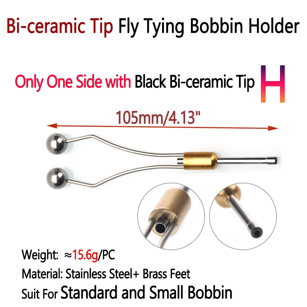 Bimoo Steel-Alloy and Bi-ceramic Tip Fly Tying Bobbin Holder Standard & Small Thread Bobbin Fishing Dry Wet Fly Lure Making Tool