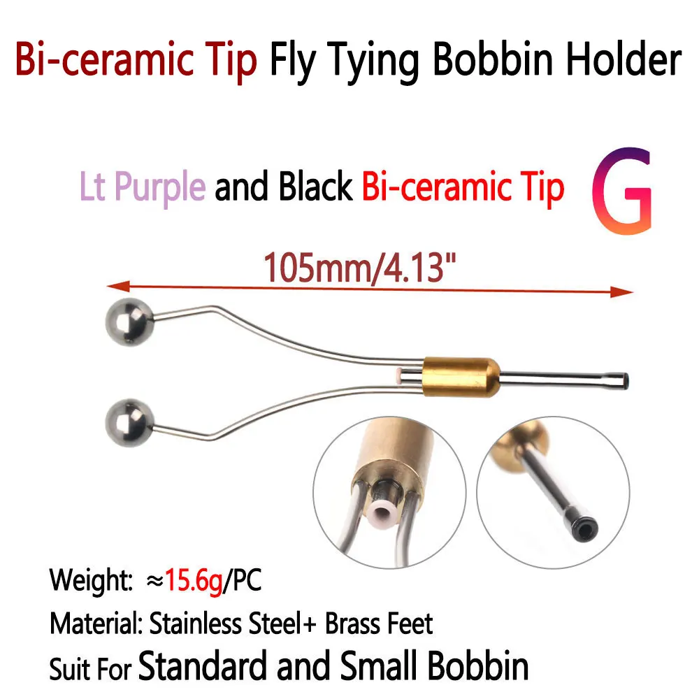 Bimoo Steel-Alloy and Bi-ceramic Tip Fly Tying Bobbin Holder Standard & Small Thread Bobbin Fishing Dry Wet Fly Lure Making Tool
