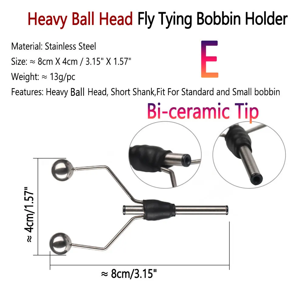 Bimoo Steel-Alloy and Bi-ceramic Tip Fly Tying Bobbin Holder Standard & Small Thread Bobbin Fishing Dry Wet Fly Lure Making Tool