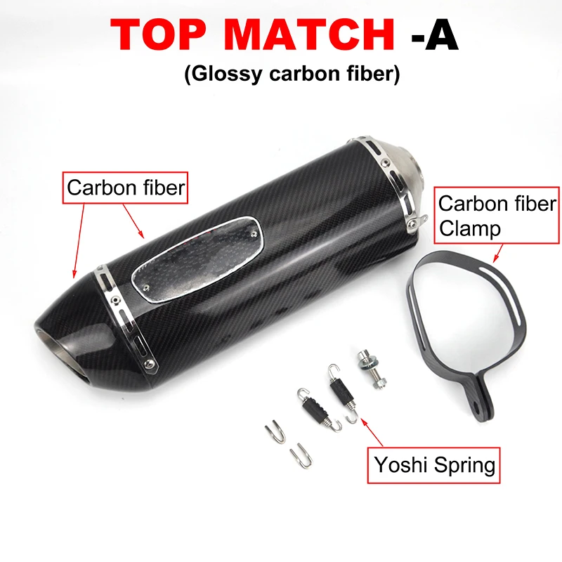 51mm Universal Motorcycle Exhaust Muffler Carbon Fiber R77 Escape Moto for Yamaha R3 R6 MT07 for Kawasaki Z900 Z400 RC390 ER6N
