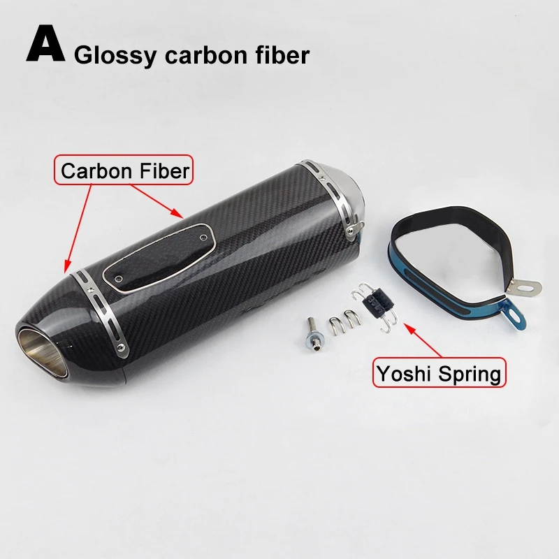 51mm Universal Motorcycle Exhaust Muffler Carbon Fiber R77 Escape Moto for Yamaha R3 R6 MT07 for Kawasaki Z900 Z400 RC390 ER6N