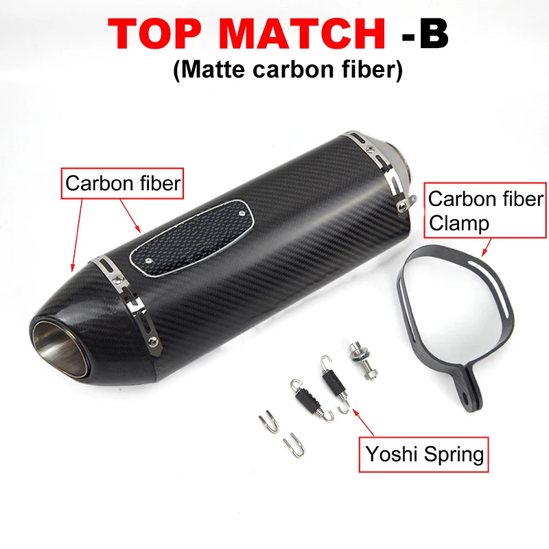 51mm Universal Motorcycle Exhaust Muffler Carbon Fiber R77 Escape Moto for Yamaha R3 R6 MT07 for Kawasaki Z900 Z400 RC390 ER6N