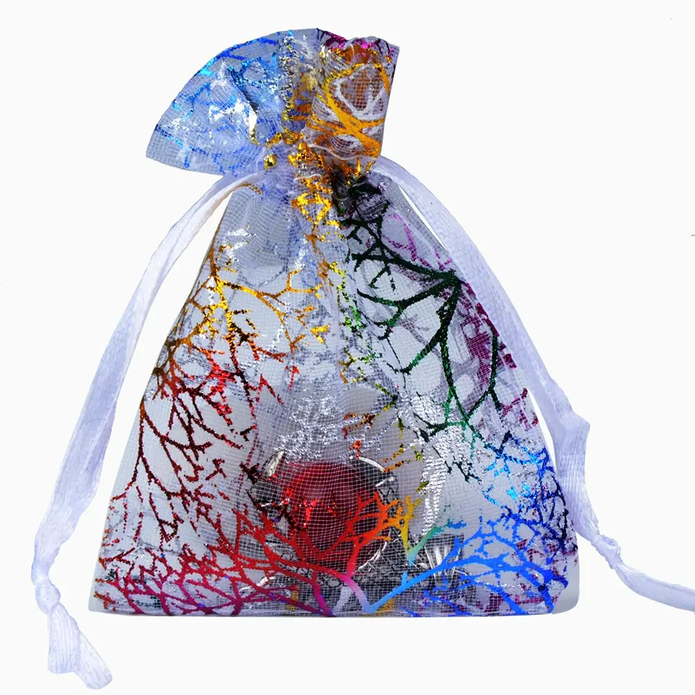 50pcs/lot 7x9cm 9x12cm 10x15cm 13x18cm Colorful Organza Bags Favor Gift Bags Jewelry Packaging Bags Wedding Drawstring Pouches