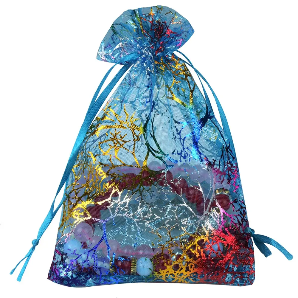 50pcs/lot 7x9cm 9x12cm 10x15cm 13x18cm Colorful Organza Bags Favor Gift Bags Jewelry Packaging Bags Wedding Drawstring Pouches