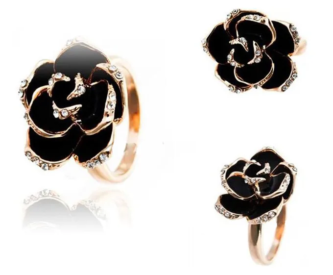 Rose Flowers Rings Vintage Resizable Finger Rings Valentine's Day Gift Jewelry Hot Sale Open Ring For Women Jewelry