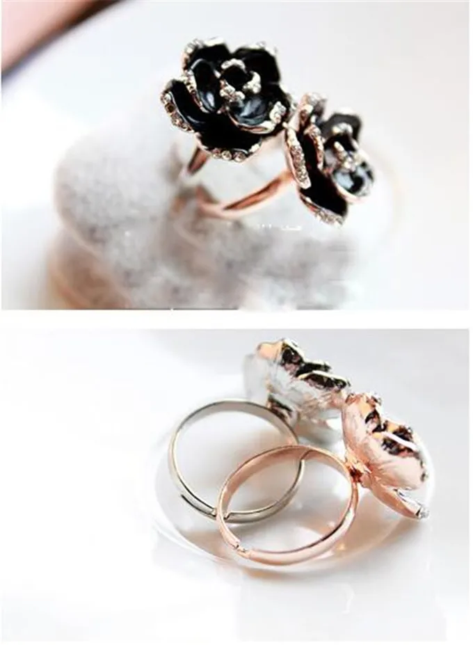 Rose Flowers Rings Vintage Resizable Finger Rings Valentine's Day Gift Jewelry Hot Sale Open Ring For Women Jewelry
