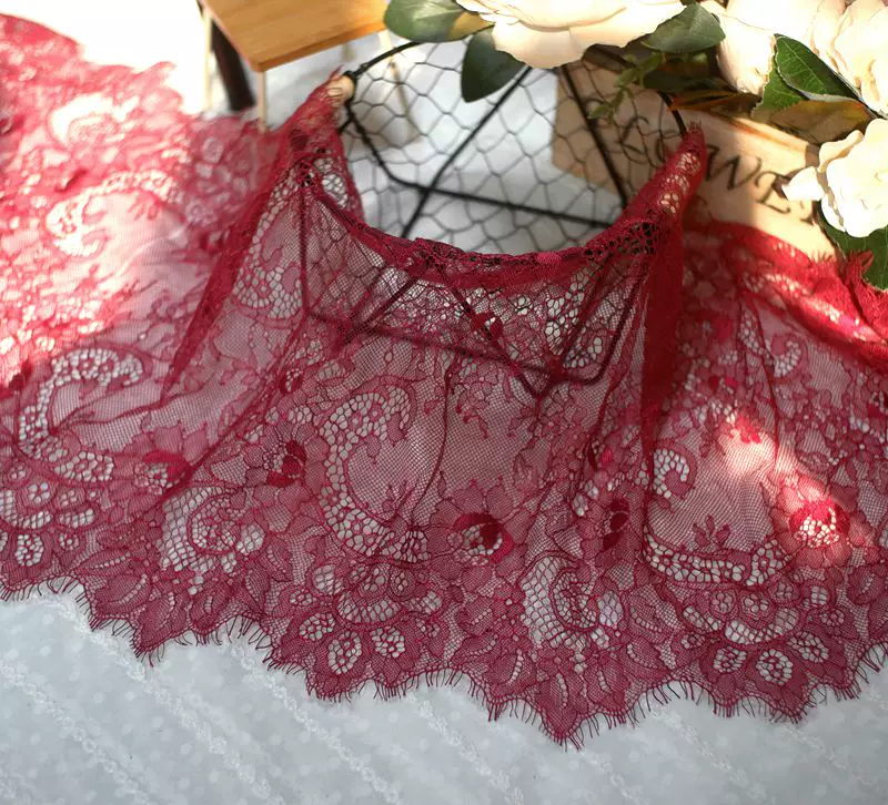 3Meters/lot 35cm width Eyelash Lace Trim Fabric Flower DIY Crafts Wedding Dress Clothing Lngeire lace material